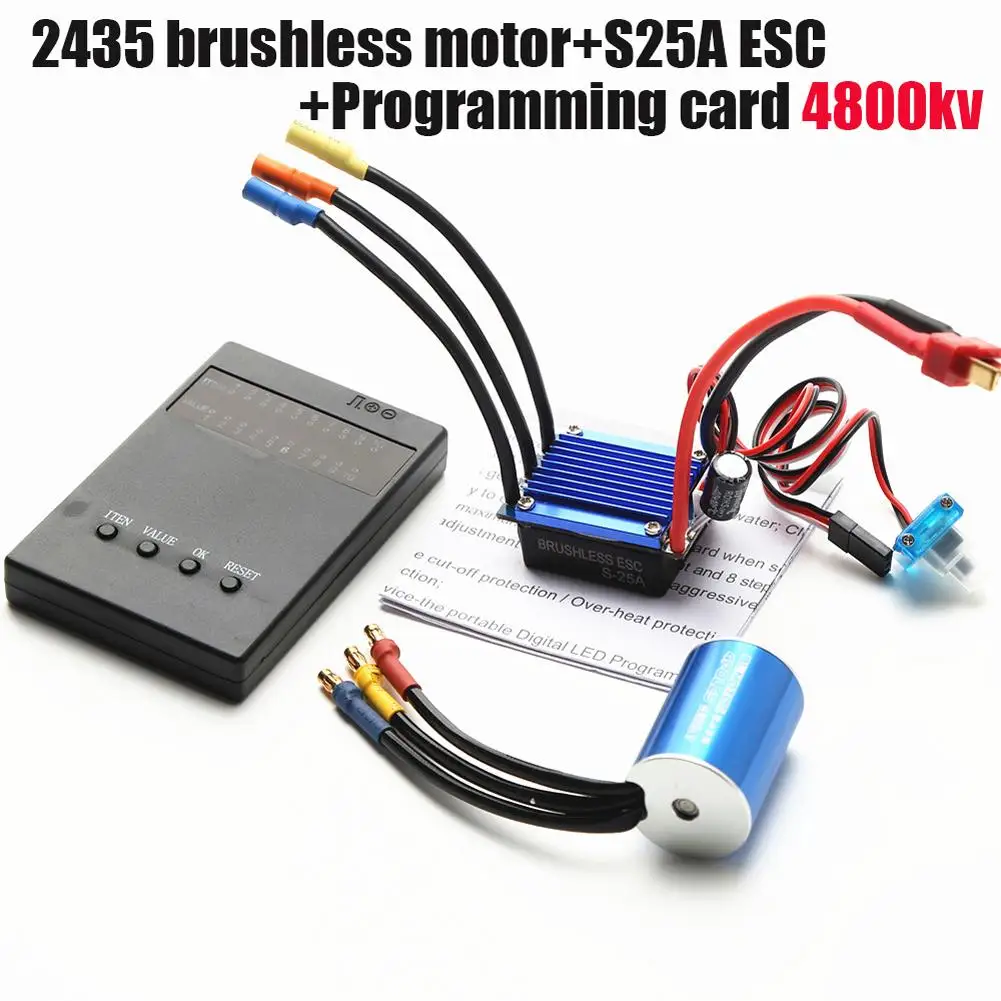 

2435 3300kv/4500kv/4800kv Brushless Motor 25a Brushless Esc Programming Compatible For Hsp Wltoys 1/16 1/18 Rc Truck Car Boat