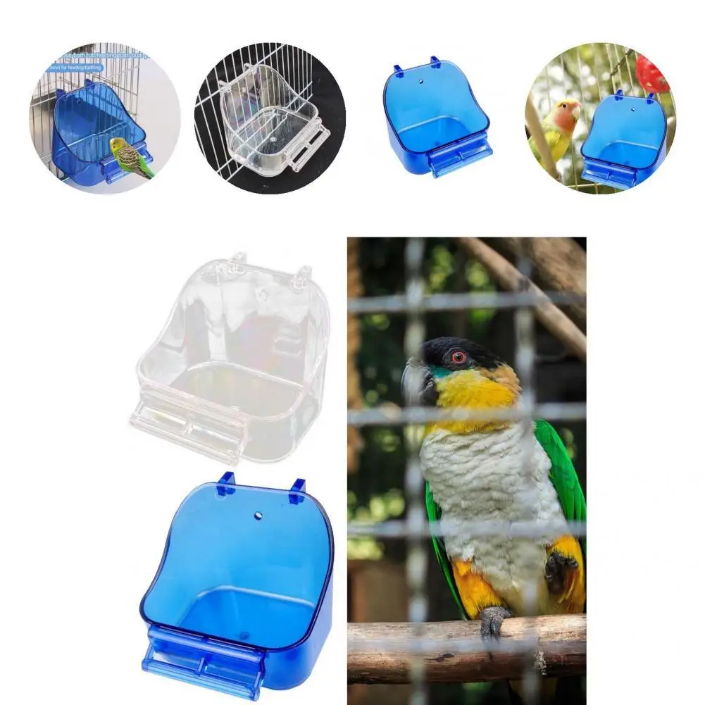 

2 Colors Useful Convenient Hanging Bird Bath Box Plastic Parrot Bathing Tub Wear-resistant for Lovebirds