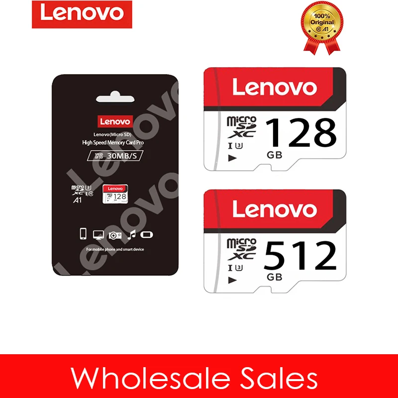 

Wholesale Lenovo Memory Card 512GB 256GB 128GB Flash MemoryCard Class 10 High Speed Microsd TF Card Gift Complimentary Adapter