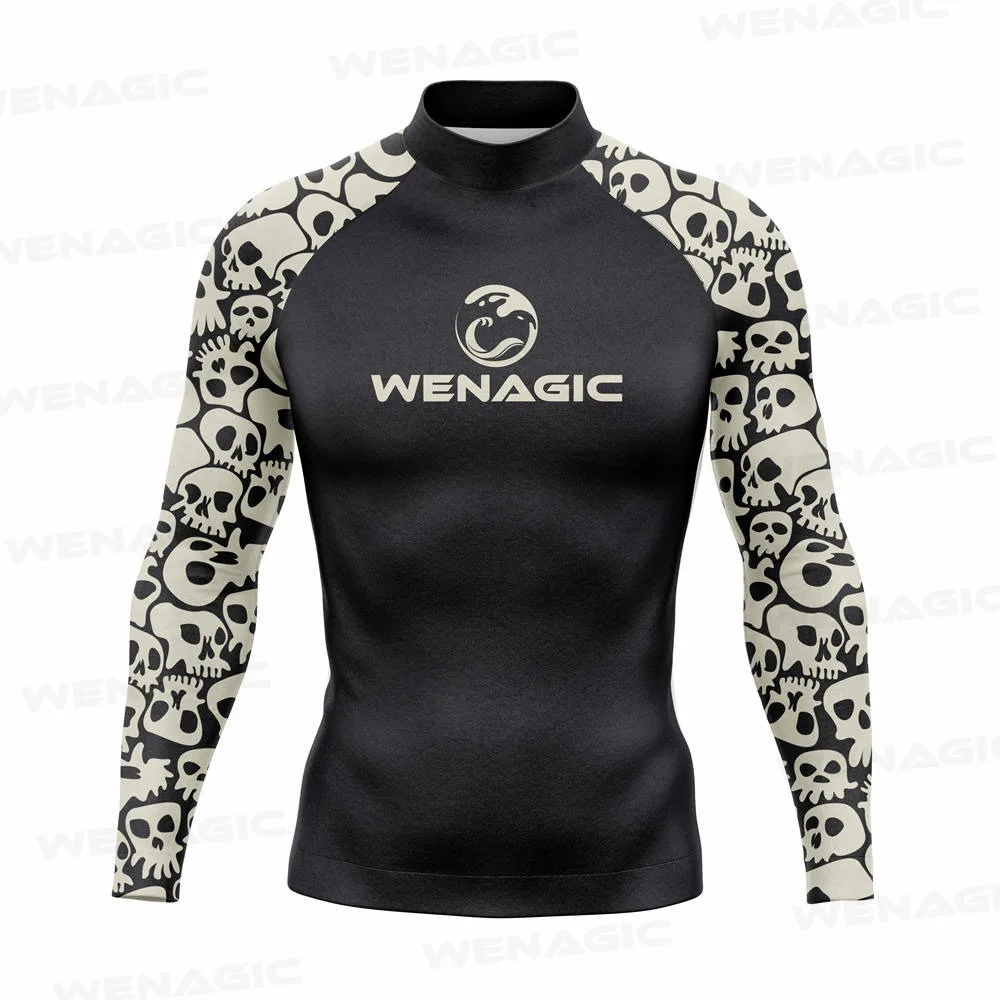 2XS-4XL UV Protection Lycra Rashguard Men Long Sleeve Swimsuit Swim Rash Guard Quick Dry Surf Driving T Shirt For Swimming New