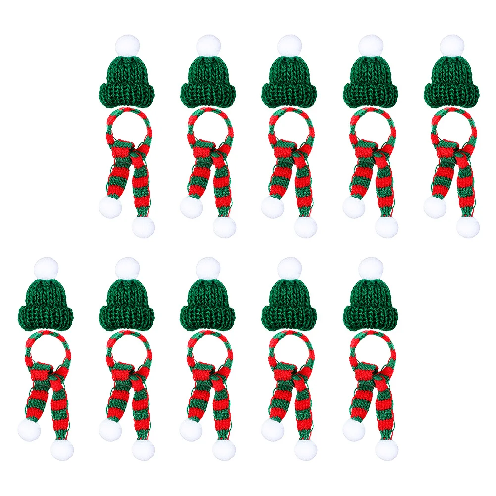 

Christmas Mini Hat Santa Decor Hatscraft Ornament Bottle Clausknitted Lollipop Cap Small Knit Diy Ornaments Wool Yarn Miniature