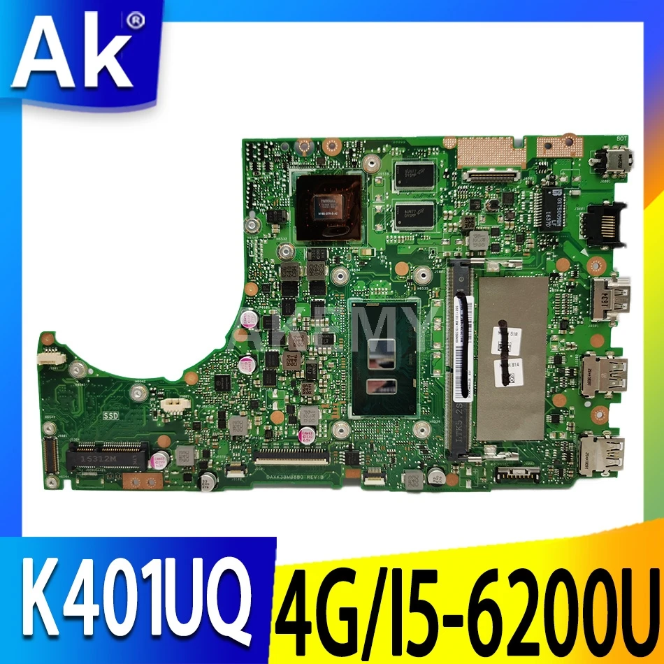 

K401UQ Laptop motherboard 4GB RAM i5-6200U cpu for ASUS K401UB K401U A401U K401UQ K401UQK mainboard motherboard test 100% ok