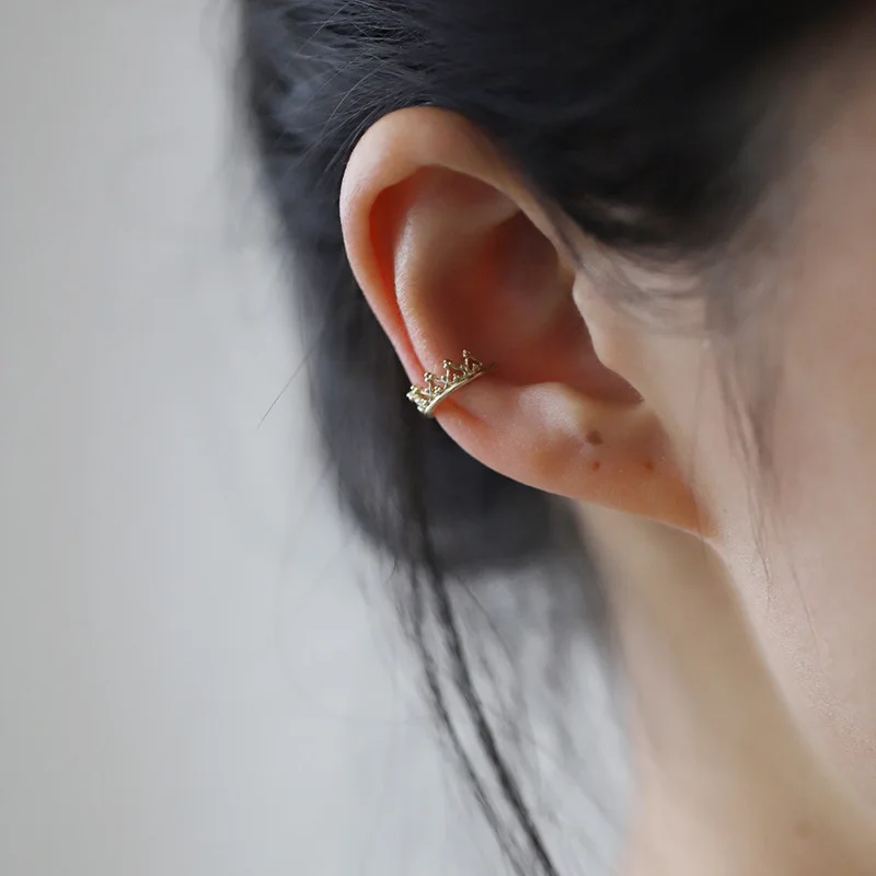 1 шт. модные позолоченные серьги-манжеты без пирсинга с короной серьги-клипсы для
