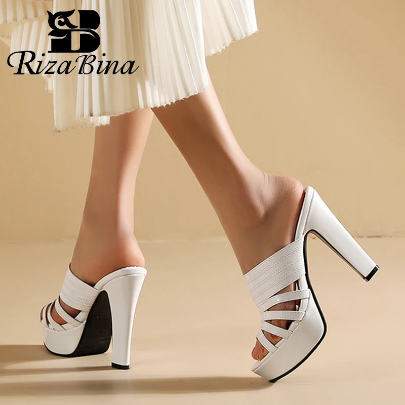

RIZABINA Size 34-50 Women'S Sandals Chunky High Heels Platform Outdoor Shoes Summer Classic Woman Ins Fashion Ladies Footwear