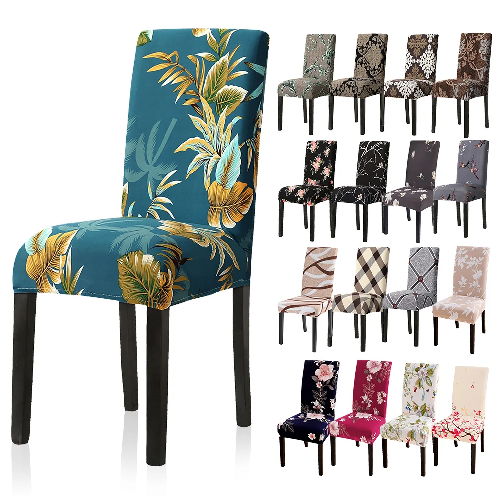 

1/2/4/6pcs Printed Elastic Stretch Chair Cover Spandex Dinning Room Kitchen Chair Slipcovers Protector For Wedding Banquet Party