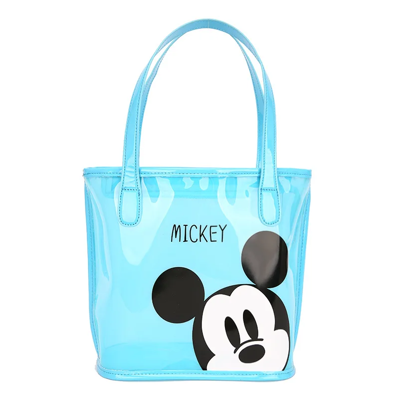 Disney New women bag Mickey Mouse transparent jelly bag cartoon printed handbag Korean cute one shoulder bag slant cross bag