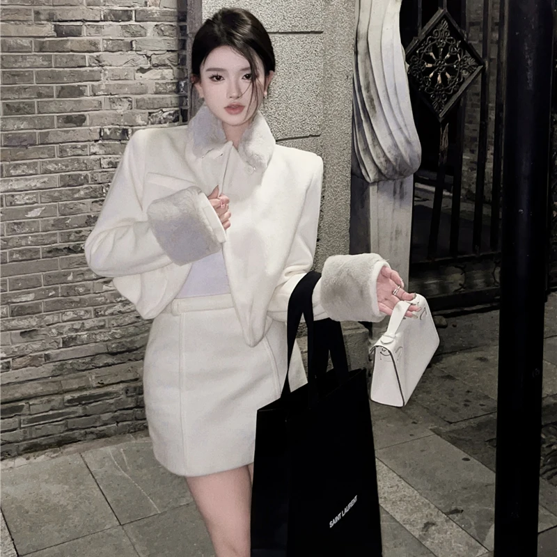 2022 Woolen Coat  Autumn And Winter Wool Collar Women's High Quality Foreign Short Top  Free Shipping