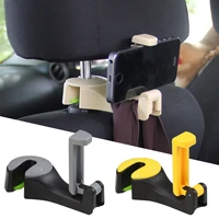 2 in 1 car headrest hook phone holder auto back seat hanger mount for bag handbag grocery hanging foldble clip stand