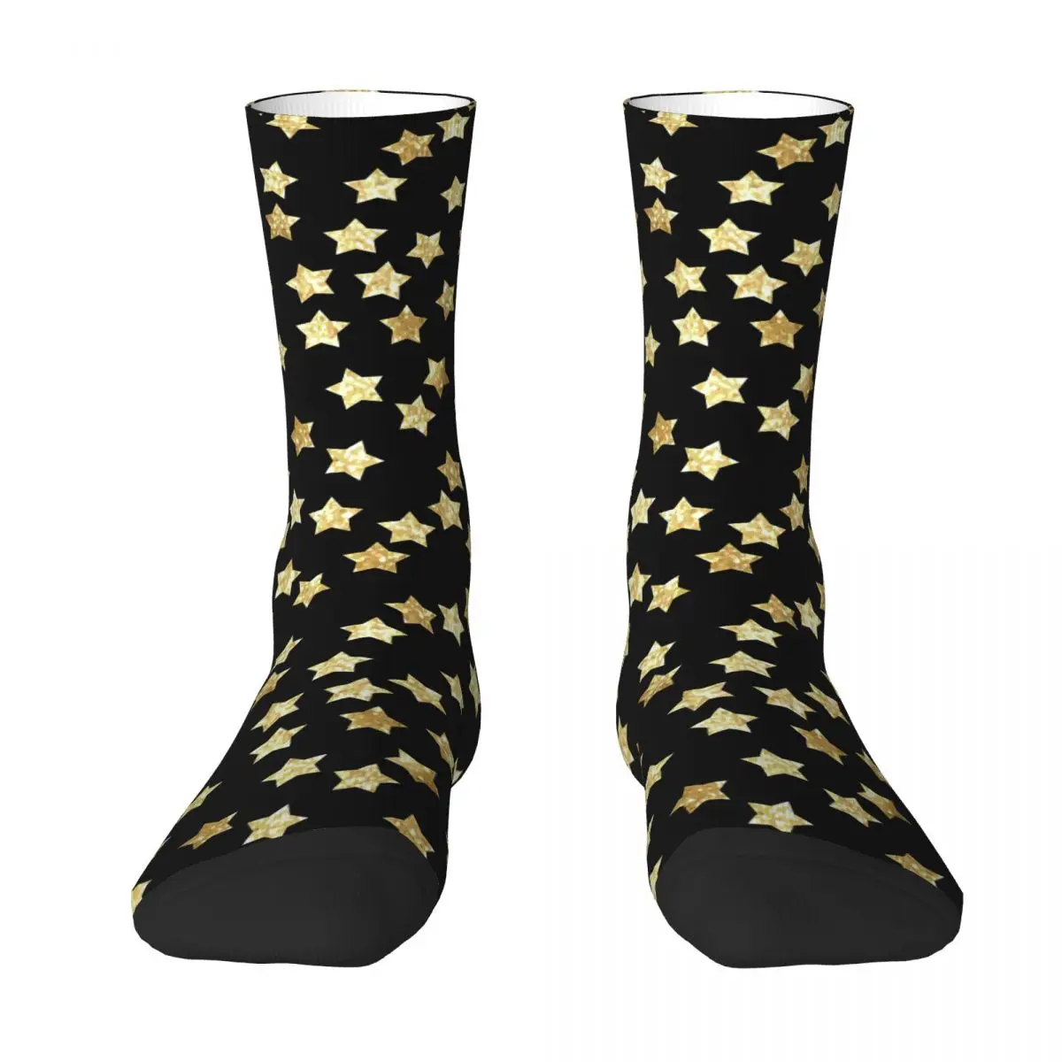 Geometric Sparkle Seamless Pattern With Gold Glitter Stars Adult Socks,Unisex socks,men Socks women Socks