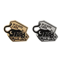 black cat enamel pin in box custom dark animal punk brooches shirt backpack lapel pin metal badge fun jewelry gift drop shipping