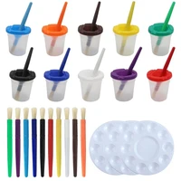 1 set paint cup creative lightweight durable bristle birthday gift round pallet paint brush