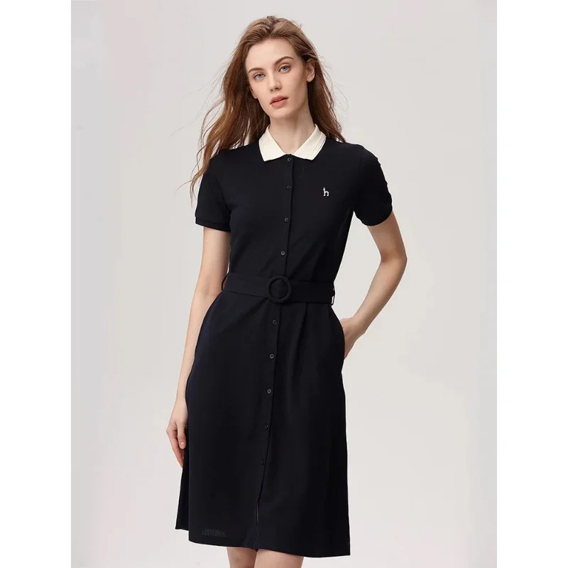 Hazzys Women's Dress Summer Women's A-line Skirt Loose Thin Section Repair Skirt Commuter Casual Dress Fashion Slim Waist Dress