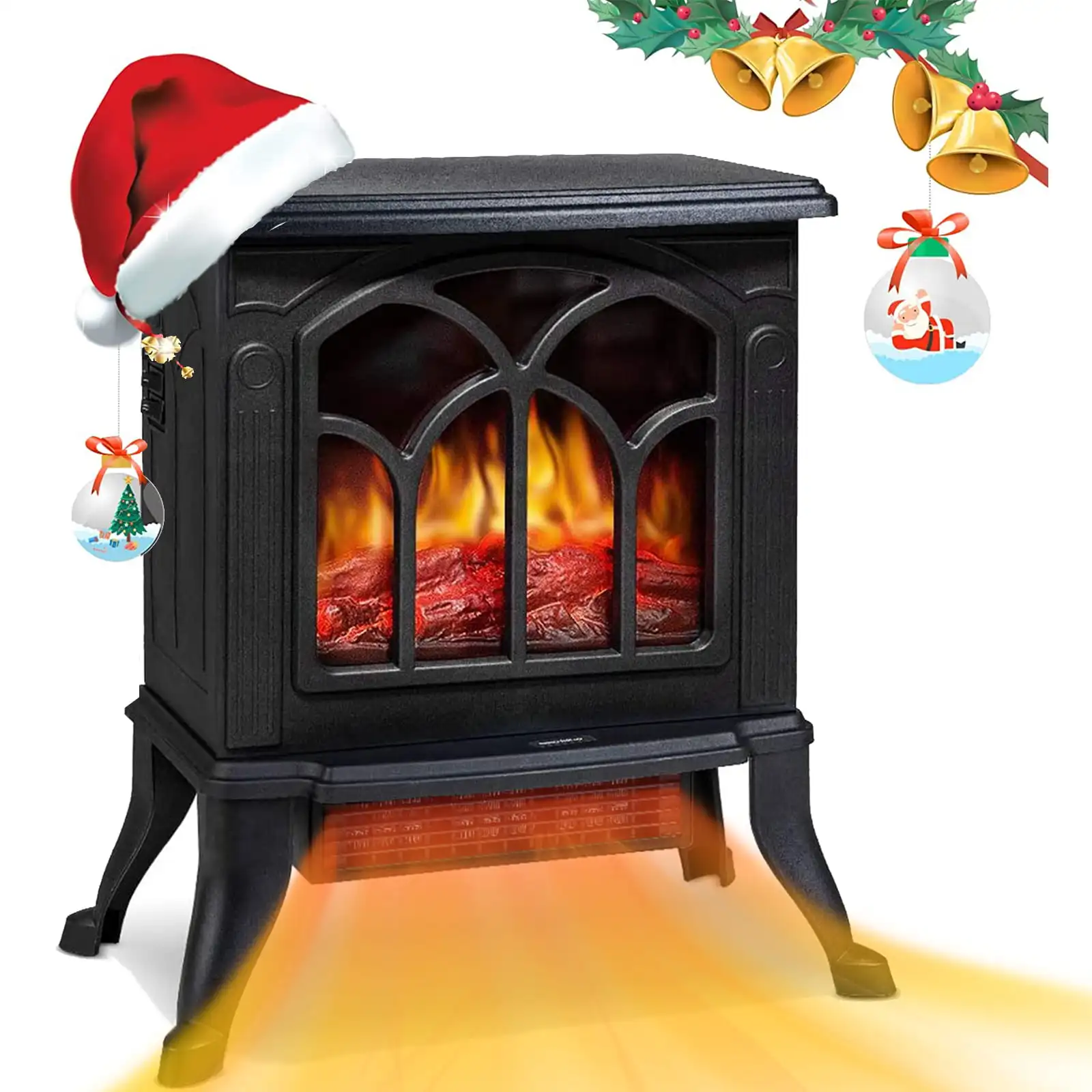 SKONYON Electric Fireplace Heater Infrared Space Heater with 3D Flame Effect Black
