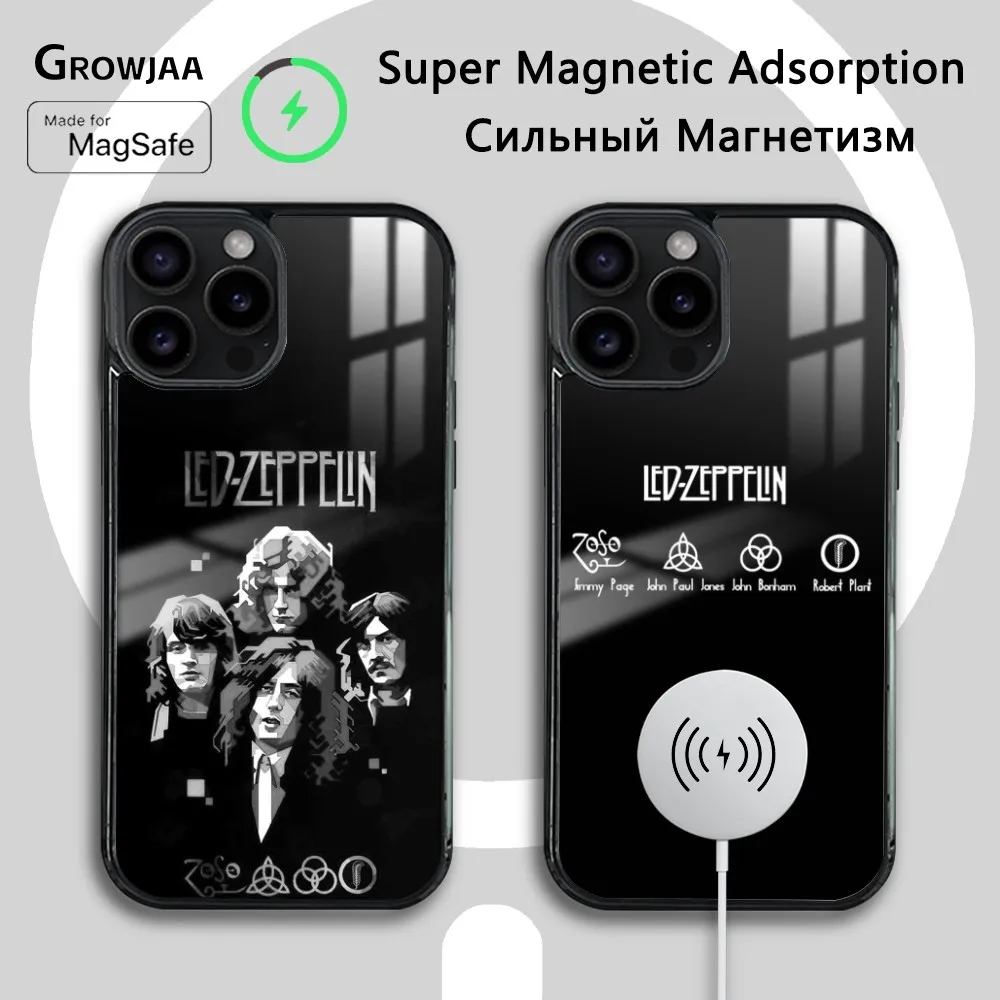 Band L-Led Z-Zeppelin Cool Phone Case For iPhone 16 15 14 13 12 11 Pro Max Plus Mini Magsafe Mirror Wireless Magnetic Cover