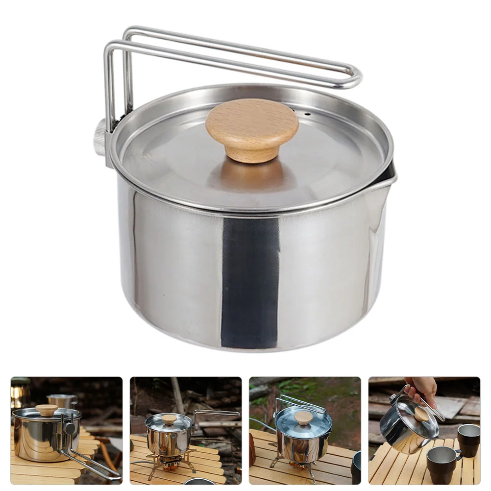 

Kettle Camping Pottea Stainless Steel Outdoor Hiking Cooking Teapot Backpacking Stovetop Bowl Cookware Portable Lunch Picnic
