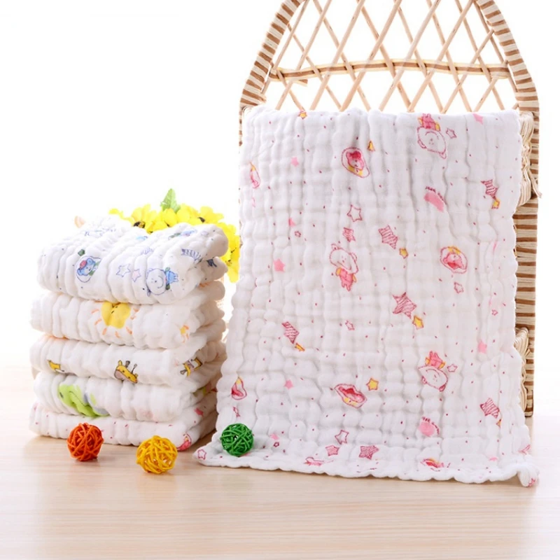 

100% Cotton Soft Washed Six-layer Gauze Printed Children's Towel Cartoon Face Towel Baby Saliva Towel