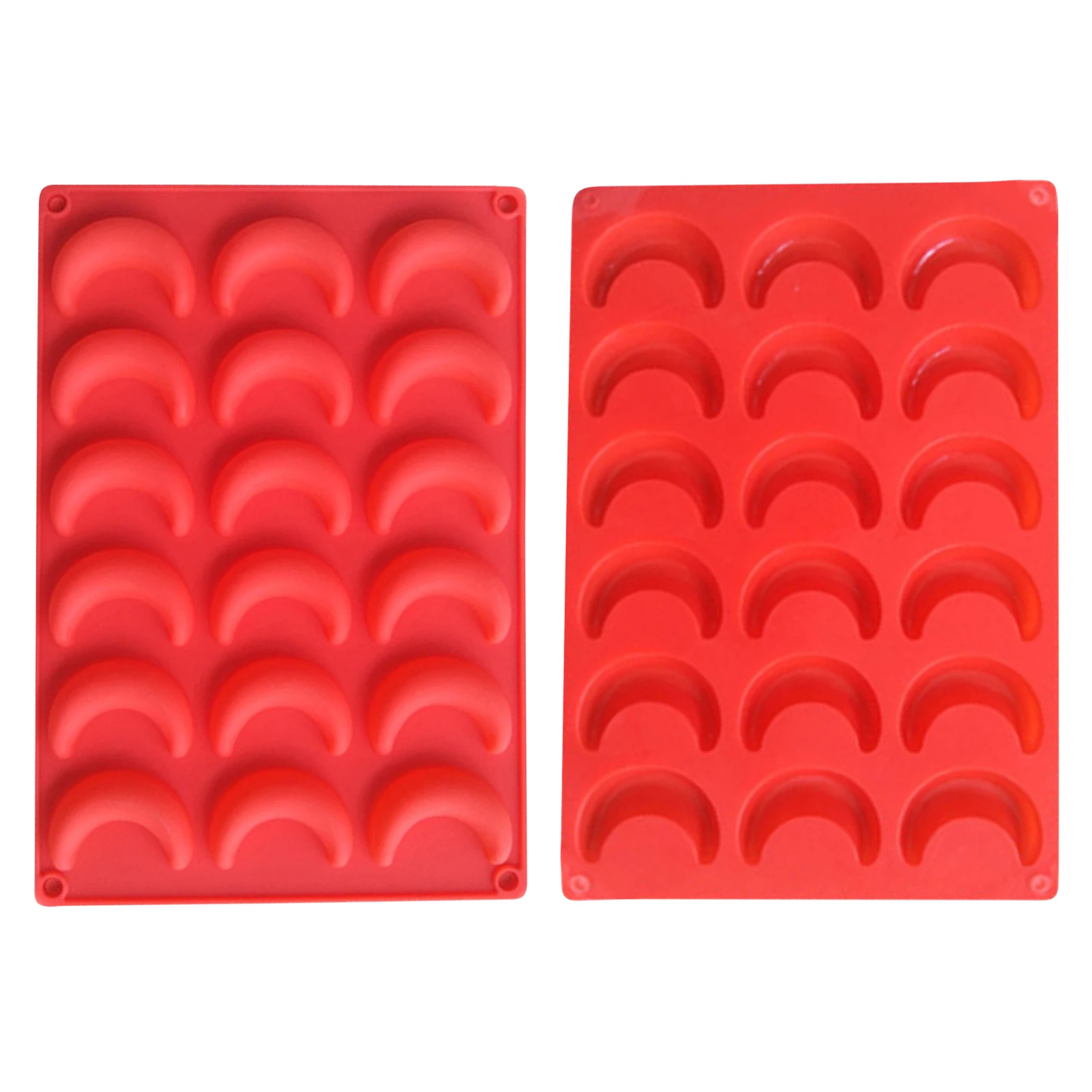 

2pcs Food Grade Soft Moon Shaped Kitchen Red Chocolate Silicone Mold Dishwasher Safe Soap Non Stick Dessert Ice Cube Tray Baking