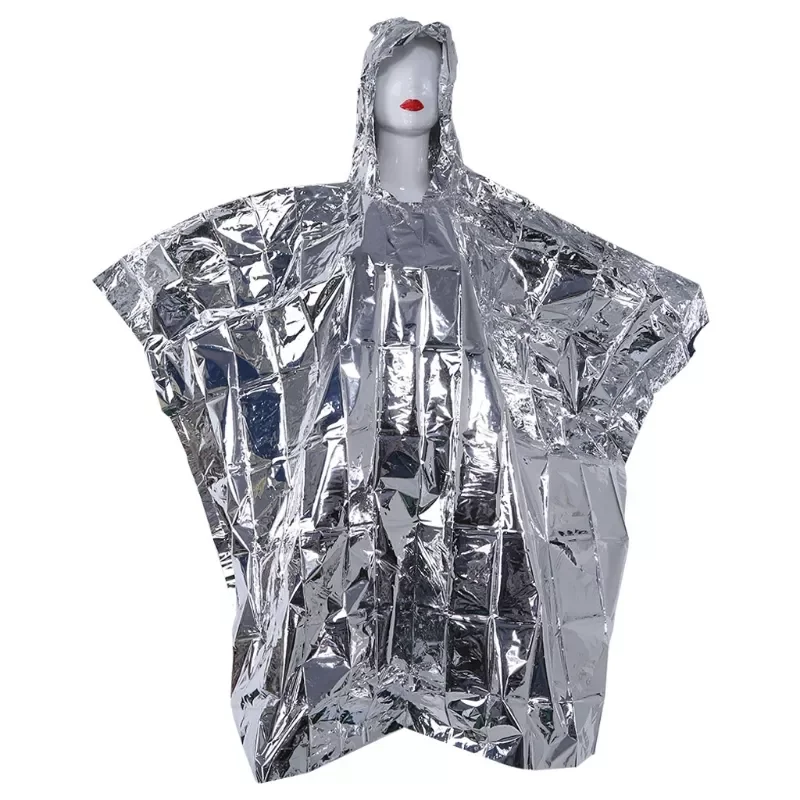 

Foil Poncho Raincoat Waterproof Outdoor Survive Rescue Blanket