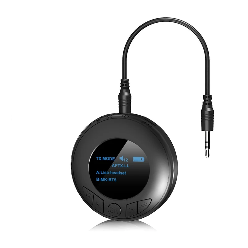 

OLED CSR Bluetooth 5,0 передатчик приемник 3,5 мм AUX аудио разъем Беспроводной адаптер Поддержка SBC, Apt-X/LL, AAC для автомобильного ПК