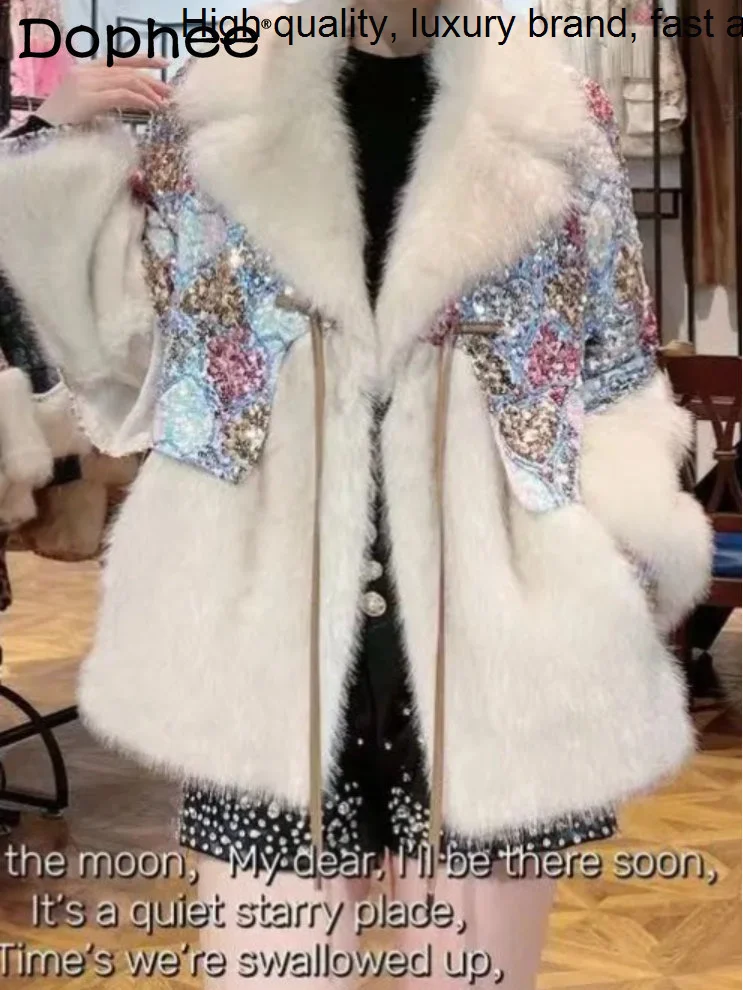 

Стразы высококачественные шикарные пальто, Женское пальто с хлопковой подкладкой из лисы, модная Свободная куртка из искусственного меха норки, Casacos