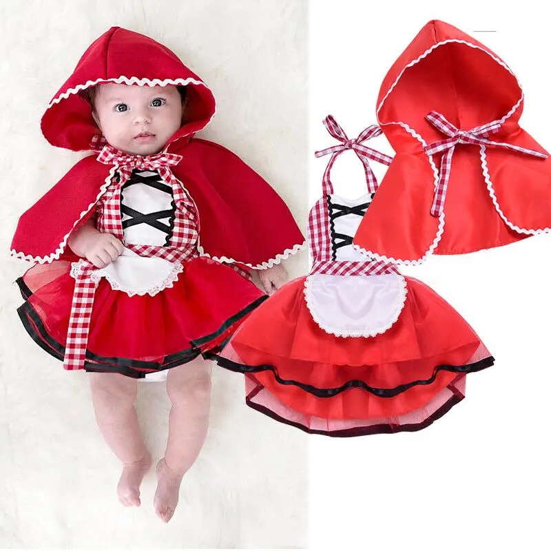 

Newborn Baby Girls Little Red Riding Set Tutu Dress +Cape Cloak Outfit Hood Cosplay Photo Prop Costume Party Dress Baby Clothes