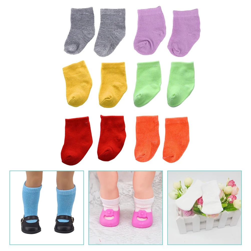 6 Pairs Socks Accessories Girl Socks New Socks for 18 Inch American My Life Dolls Toys