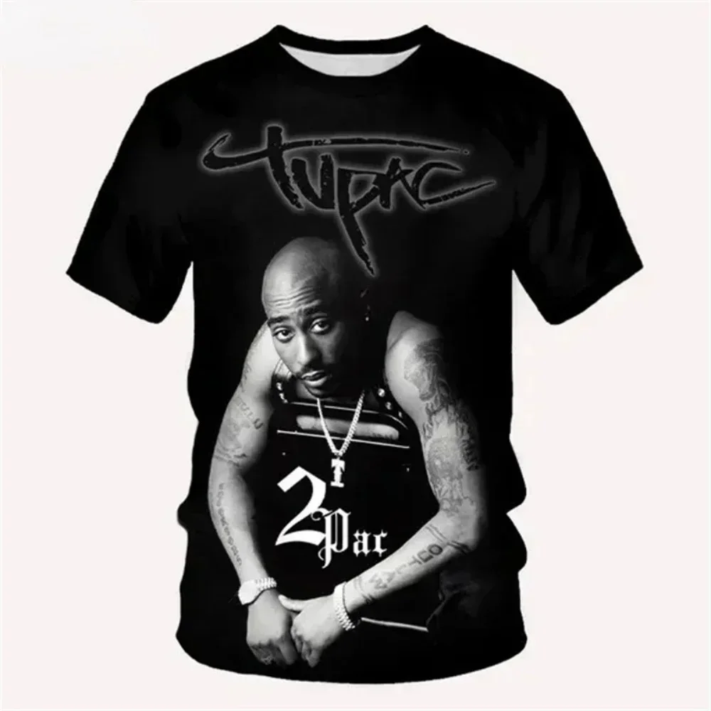 Фото Новая футболка Harajuku Мужская футболка Мода 2pac Графические футболки Хип-хоп Мужские футболки Летние топы Футболки Мужская дизайнерская одежда №3