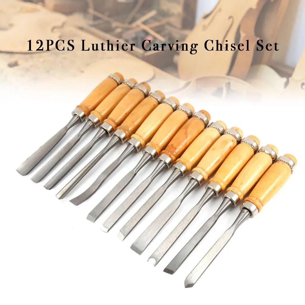 12PCS High Quality Knife Woodworking Tools Violin Maker Tool Cutter Knives Luthier Guitar Chisel High Quality Steel Accessory