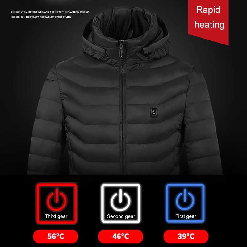 

Men Electric Heated Jackets Down Cotton Coat USB Electric Heating Jackets men winter warm Down Cotton USB Electric Heating Newly