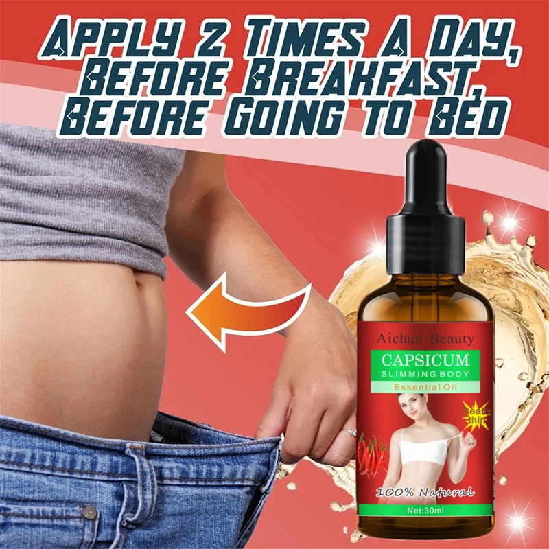 

Cellulite Slimming Oil Lose Weight Slim Down Cream Fast Fat Burning Red Pepper Essence Oil Belly Thigh Body Slimming Products