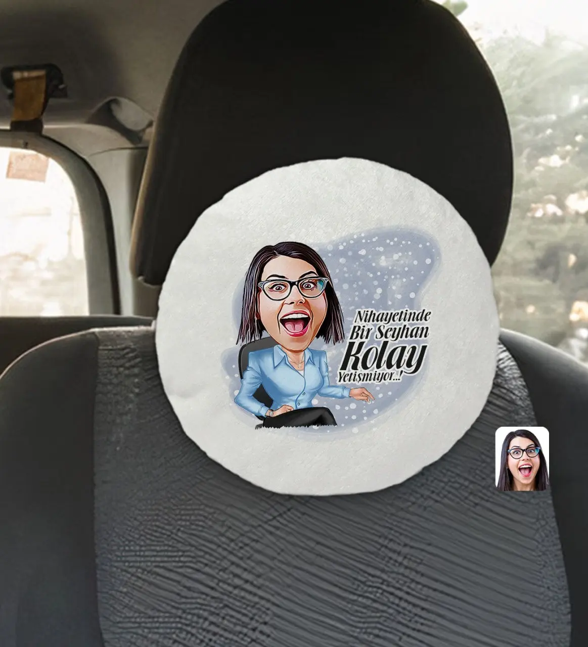 

Personalized Is Women Easy Grow Caricature Of Round Car Seat Yastığı-2