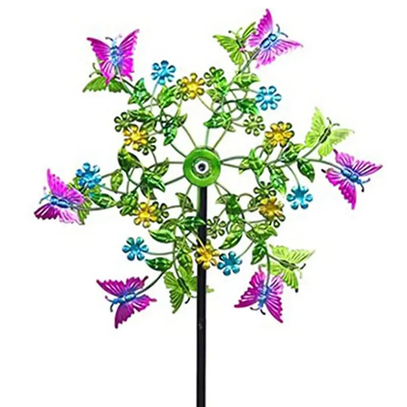 

Iron Colorful Wind Spinner Iron Stakes Patio Windmill Courtyard Garden Decoration Outdoor Accessories