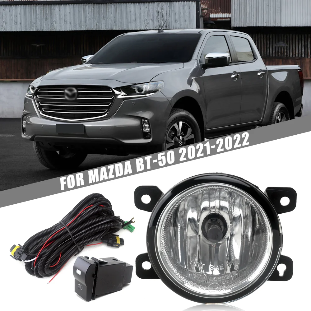 Фото Для Mazda BT-50 TF 2021-2022: Комплект передних противотуманных фар LED с проводкой, переключателем и рамкой для фар №1