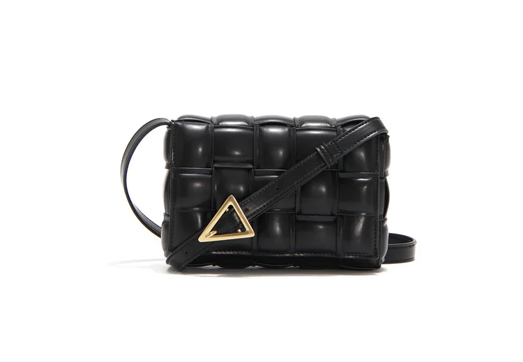 

2022 Trendy Women New Fashion Inflatable Check Woven PU Leather Underarm Small Triangle Square Simple Daily Handbag Bag