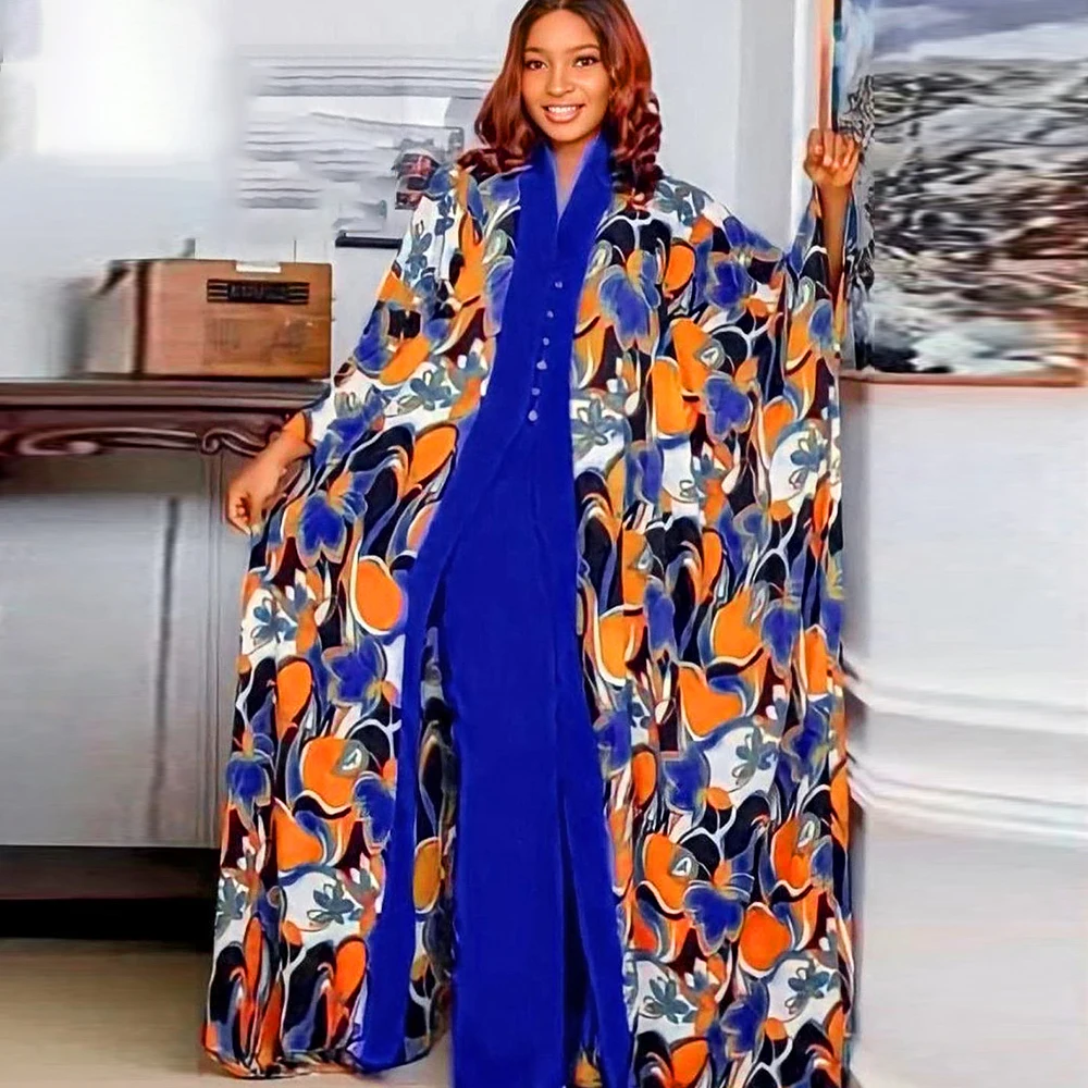 

African 2 Pieces Sets Clothes Women 2023 Dashiki Robe Africaine Femme Plus Size Wedding Evening Party Dress Pants Suits Outfits