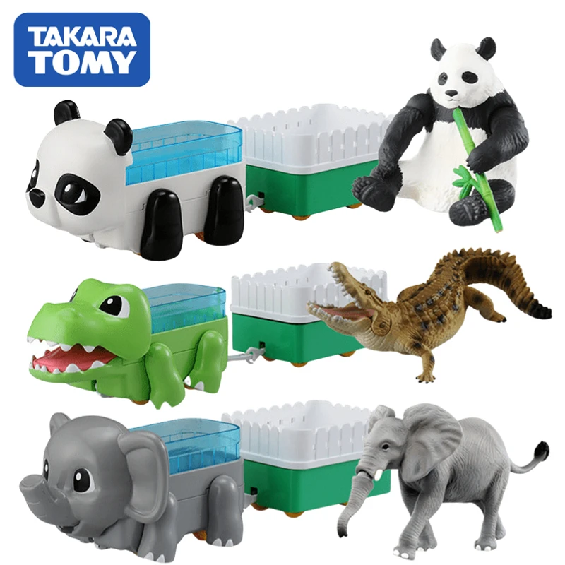 

Takara Tomy Domeka Anlia Panda Crocodile Elephant Animal Train Toy Storage Train Children Gift Model Mini Ornament Collection