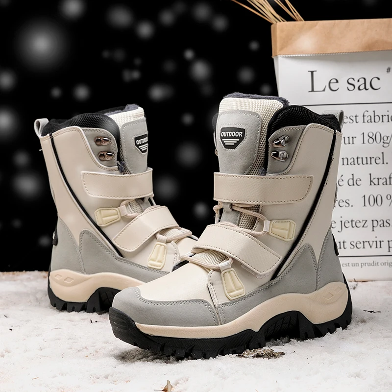 STRONGSHEN Winter Women's Snow Boots Waterproof Leather Lace-up Warm Cotton Lined Comfortable Anti-skid Zapatos Para Mujer