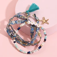 colorful seed bead bracelet nice smile love letter bohemian bracelet with print fabric 2022 fashion jewerly am4268