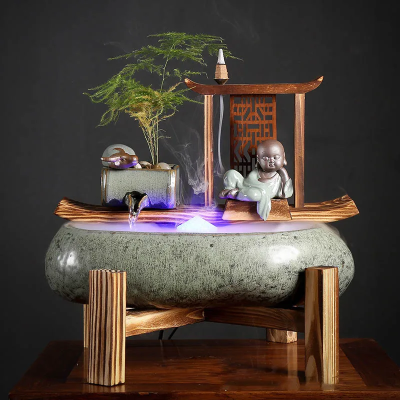 

Новые китайские креативные строительные благовония, горелка, украшение для дома, крыльцо, чайный столик, фонтан, украшения для текущей воды,...