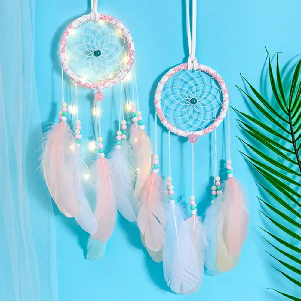 

Colorful True feather dream catcher lights up Creative dreamcatcher girls practical special birthday gifts home decoration