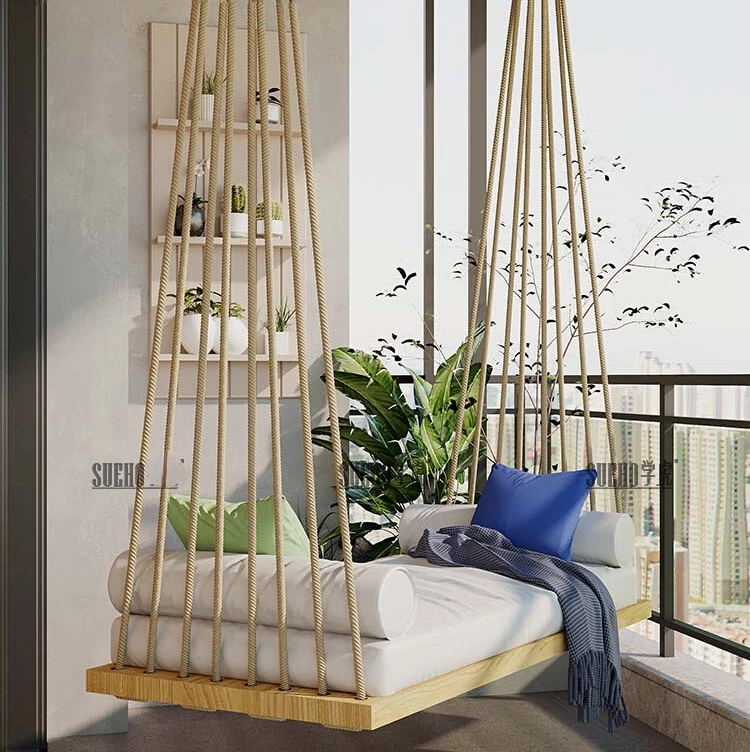 

Outdoor Swing Outdoor Basket Home Balcony Solid Wood Single Double Swing Indoor Cradle Chair Hammock Rattan Chair Home