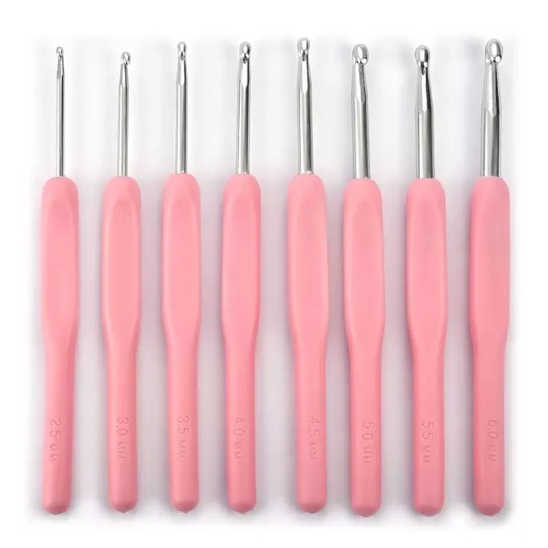 

NEW IN 8pcs Aluminum Knitting Crochet Set Soft Handles Knitting Needles Crochet Hook 2.5mm-6mm Yarn Sweater Weave Craft Tools Ch