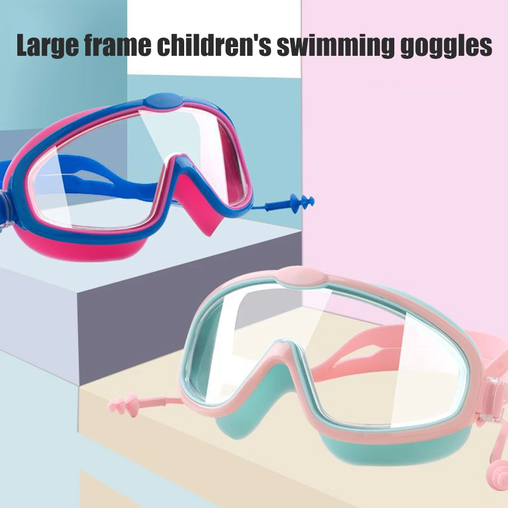 

Kids Adjustable Swimming Goggles with Earplugs Waterproof Eyewear Anti Fog Swimming Glasses for Boys Girls Diving Surfing