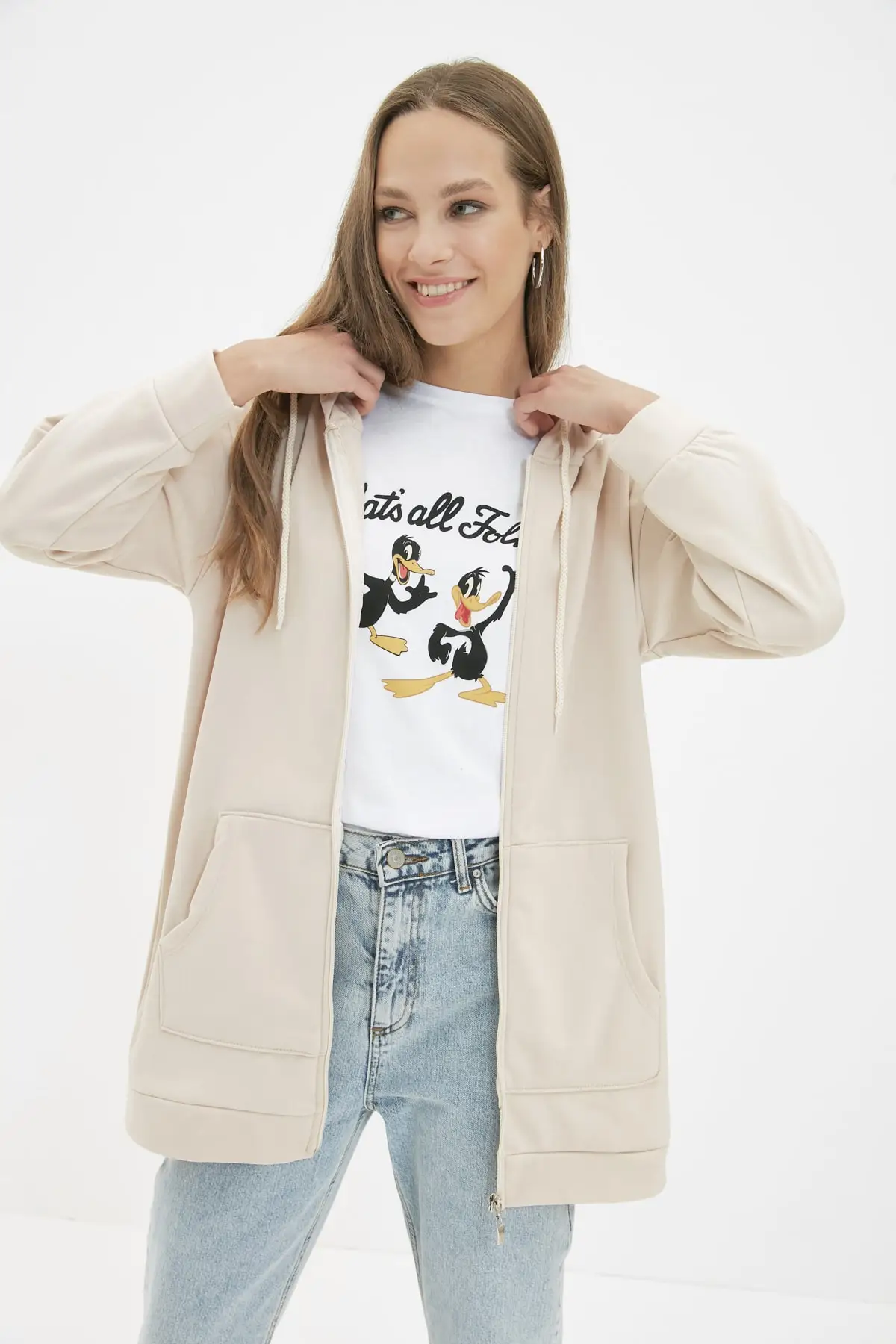 Трикотажная Толстовка с капюшоном на молнии TCTAW22TW0140 | Женская одежда