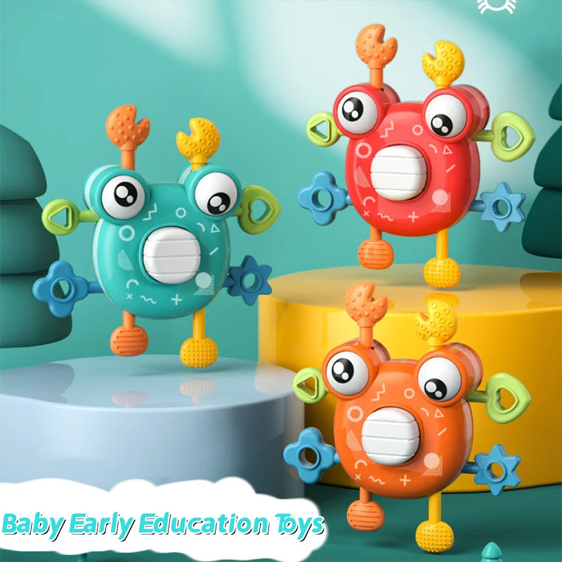 

Montessori Baby Toy Fingertip Pleasure Fun Rotating Crab Toys 0-1 Year Infant Press Grip Exercise Early Education Learning Toys