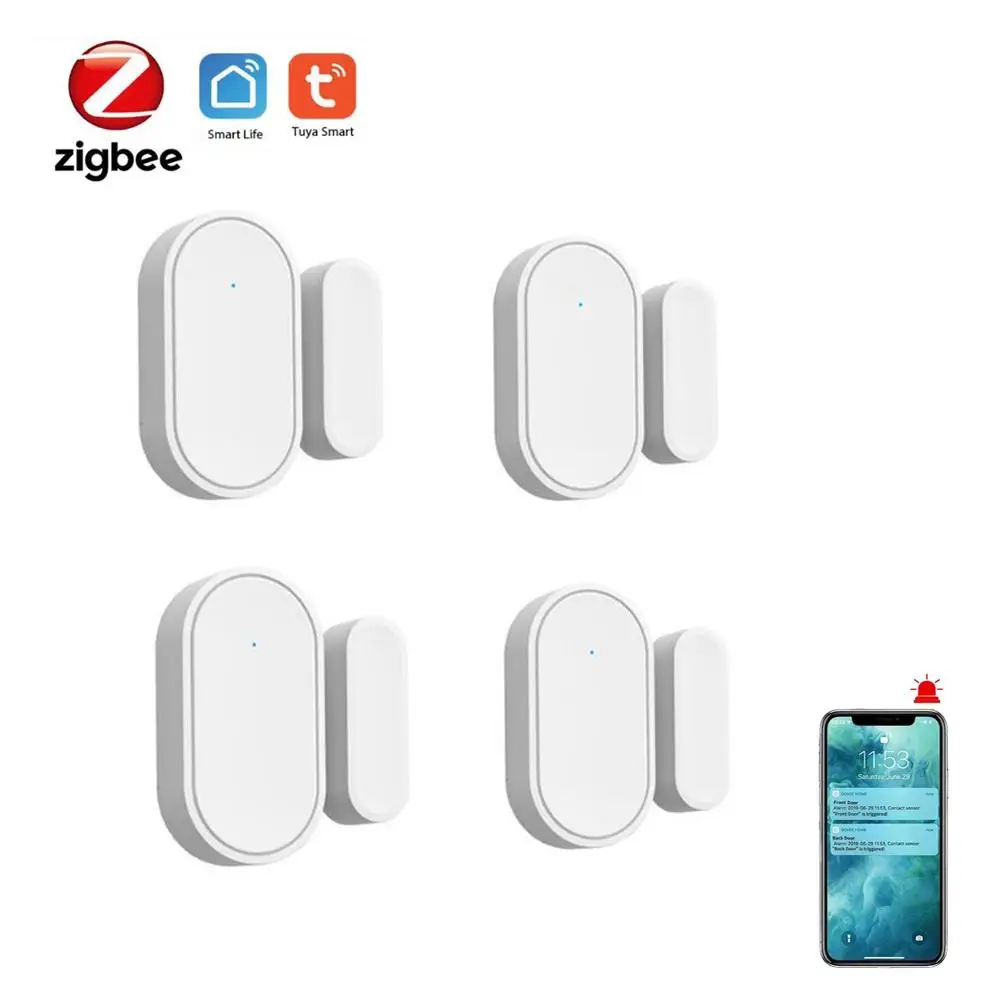 

Remote Monitoring Door Detectors Tuya Smart Door Window Magnetic Sensor Zigbee Smart Security Alarms Smart Home Real-time Alexa