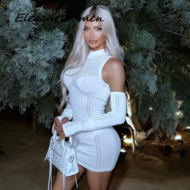 

Женское трикотажное платье-свитер с открытыми плечами и длинным рукавом