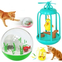 squeaky bird cage cat toy ocean ball funny tumbler toys for cats kitten with bird calling interactive swing chasing pet supplies