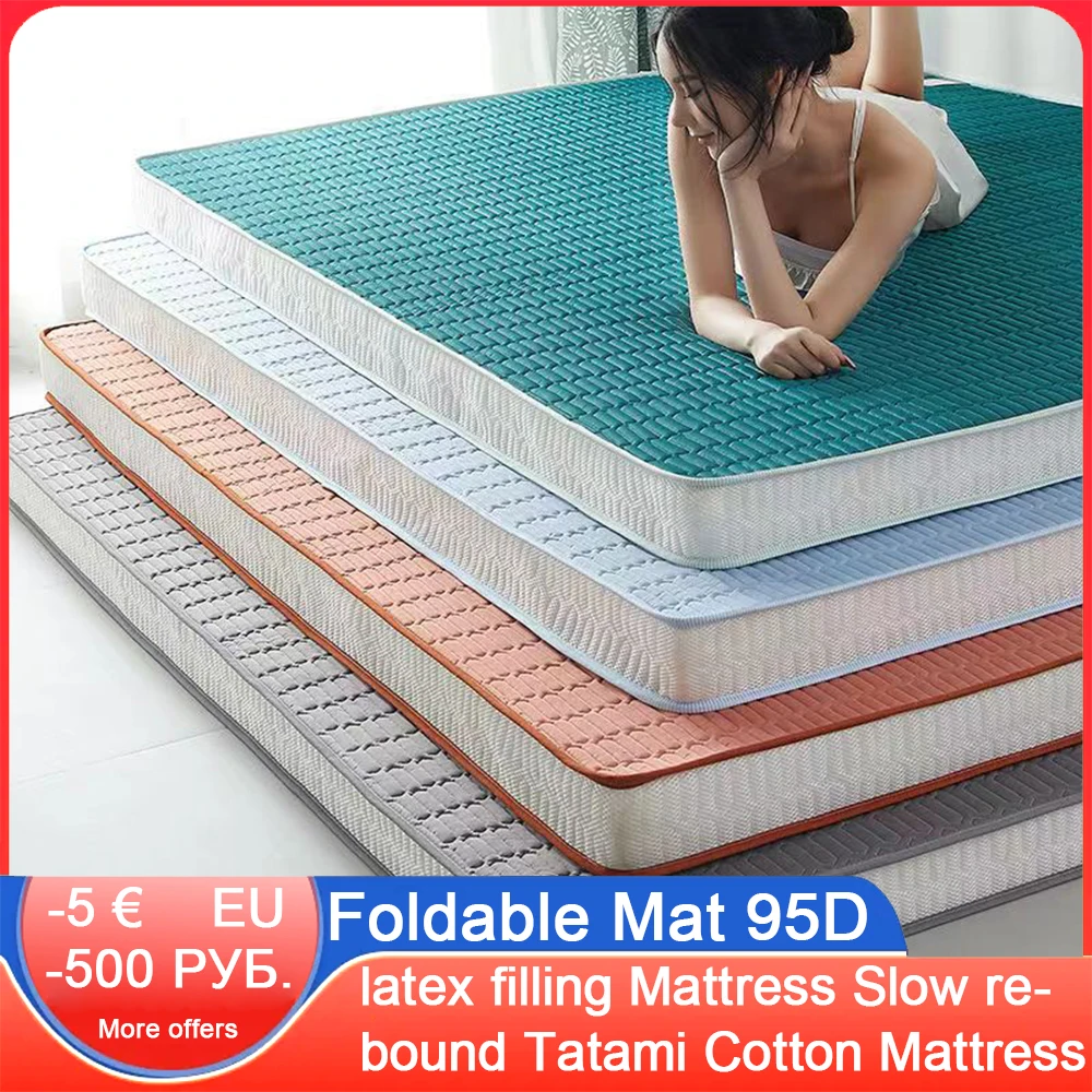 

Foldable Mat 95D Thai Latex Filling Mattress Floor Slow Rebound Tatami Cotton Cover Bedspreads 5/8cm Thickness Size