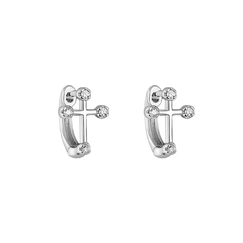 

2022 Trendy 925 Sterling Silver Cross Stud Earrings for Women Piercing Earring Wedding Party Jewelry eh1842